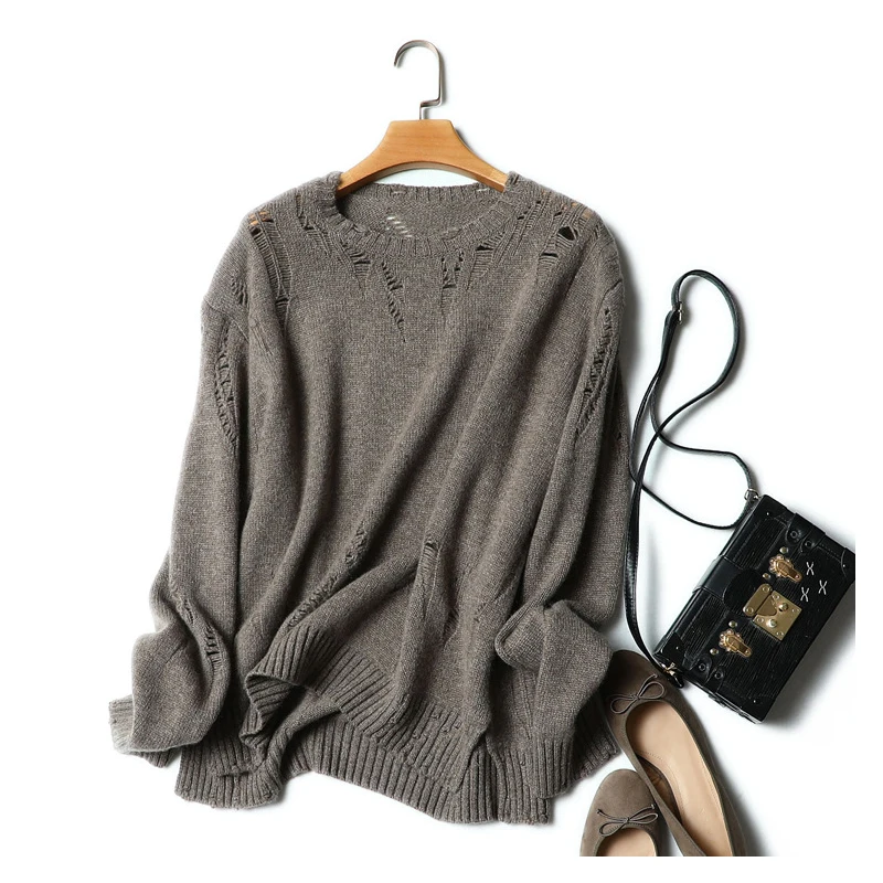 

europe vintage styles luxury 100% cashmere loose sweaters for shows