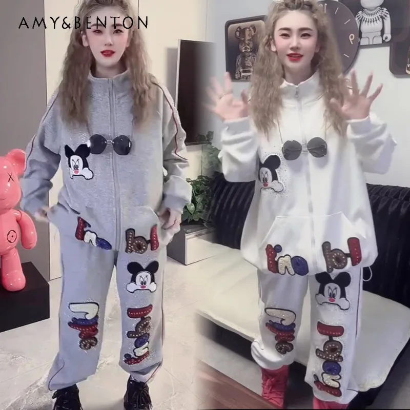 

2025 Spring New Fashion Heavy Industry Exquisite Cartoon Age Reduction Cardigan Jacket And Pants Outfits Women's Two-piece Set