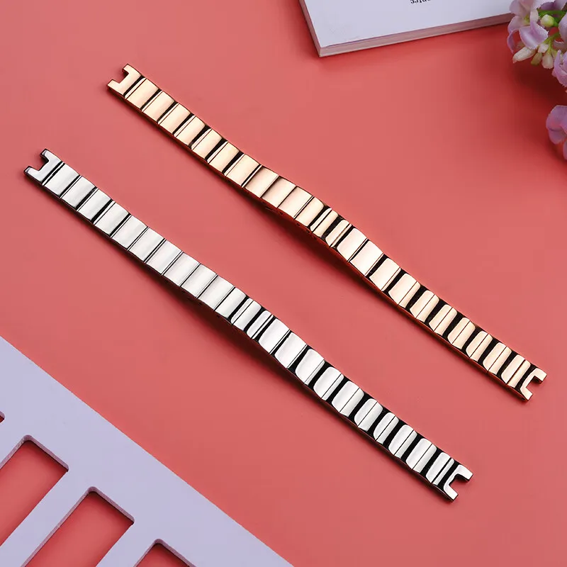 Stainless steel Notched watch band For SWAROVSKI 5376830/39 5376812 Watch Strap  Women\'s Accessories 10mm wide 5mm concave