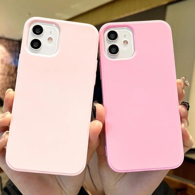 Luxury Soft Phone Case for IPhone 11 12 14 13 Pro Max 13PRO 14PLUS 14promax Silicone Solid Color Matte Shockproof Cover Coque