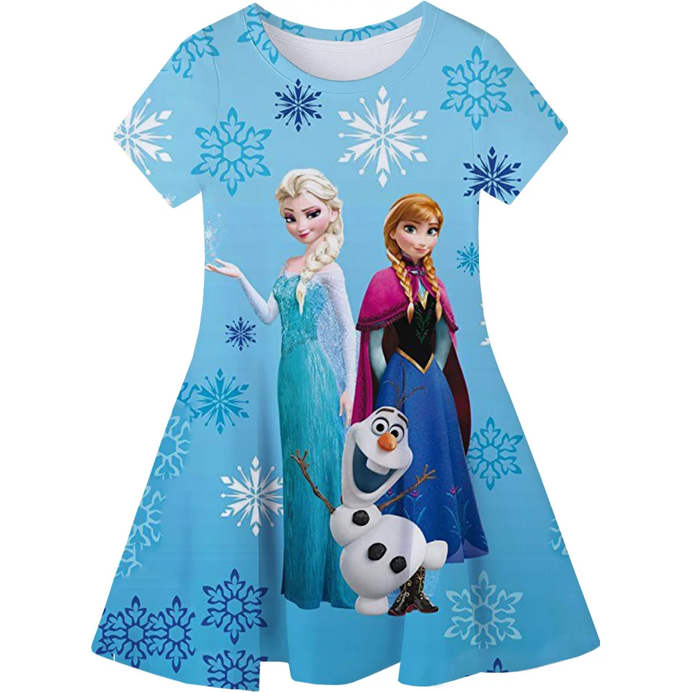 Hot Sale Kids Girl Cosplay Snow Queen Top Disney Frozen Elsa And Anna Princess Dress for 2-14 Years Girls Birthday Party Dresses