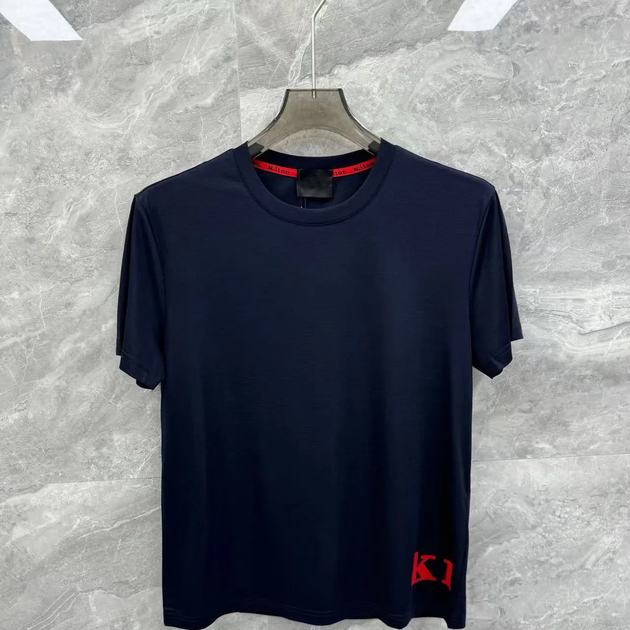 

Итальянская Kiton, новая летняя мужская повседневная модная дышащая универсальная футболка с круглым вырезом и короткими рукавами в стиле old Money