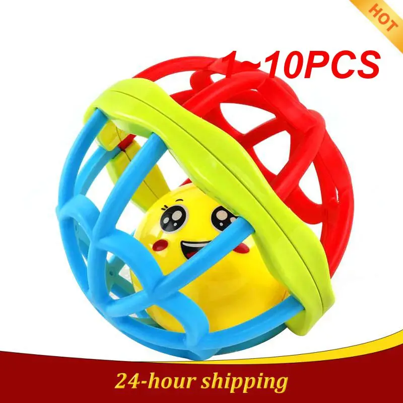 

1~10PCS Baby Ring Rattle Ball Hand Knocking Bite Soft Rubber Cartoon Bee Colorful Early Educational Sensory Soft Bell Early