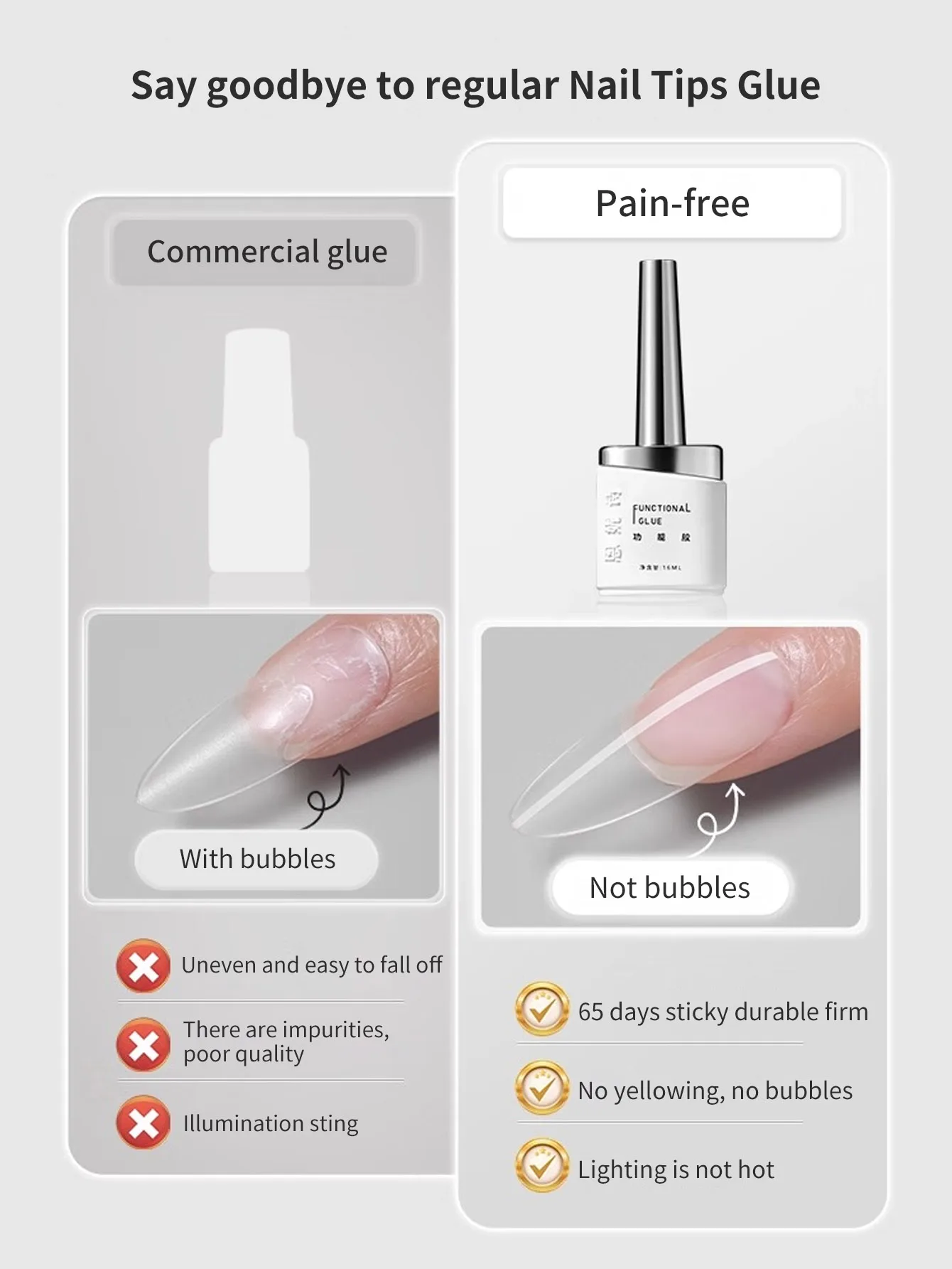 1PC/16ml Zero Pain Sensation Nail Glue For Press On Nails Nail Tips & Fake Nails Strong Nail Glue Used For Nail Tip Extension