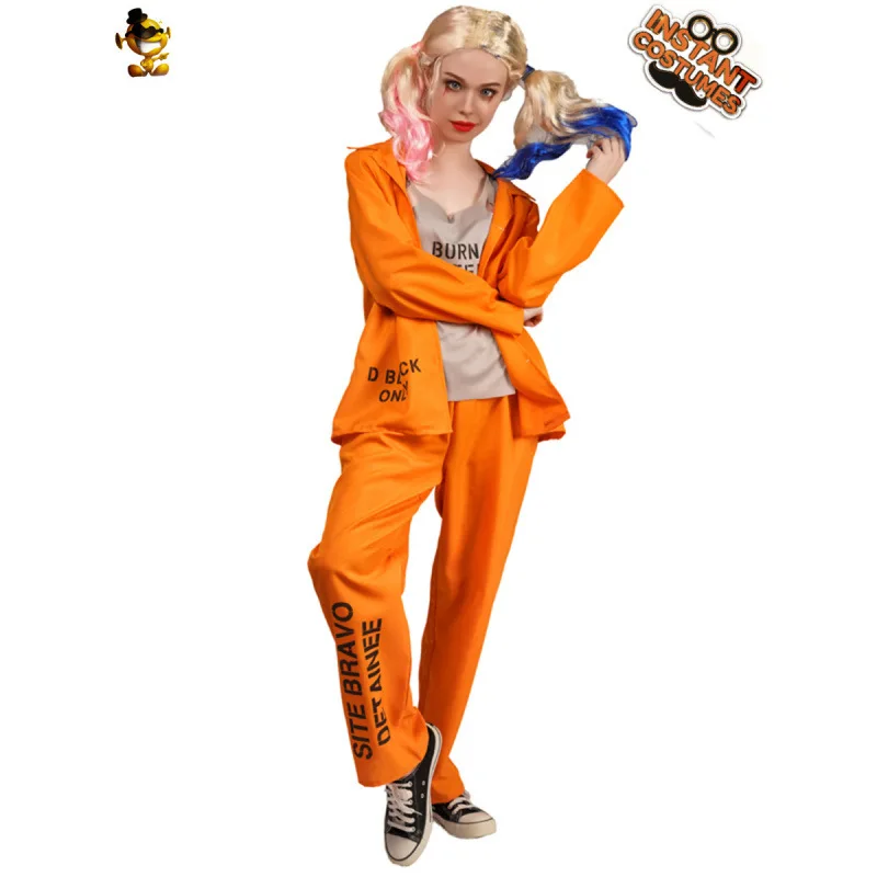 زي تنكري للهالوين على شكل سجين برتقالي للأزواج، طقم زي موحد للحفلات، زي صيني تقليدي للرجال والنساء بمقاسات كبيرة