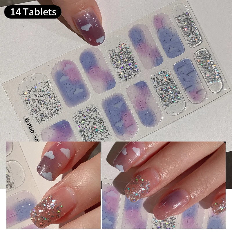 New Semi Cured Wraps Nail Sticker Solid Nail Gel Wraps Adhesive Full Cover Slider No Need UV Lamp Cured Fast Gel DIY Nail Decal