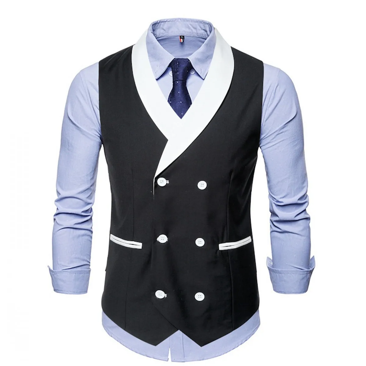 Black  Groom Vests for Wedding Tuxedos Groomsmen Wear Men's Suits Slim Fit  Prom Best-Man Waistcoat