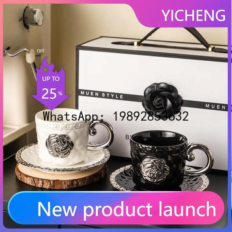 

WD creative bow ceramic mug Internet celebrity souvenir cup with lid spoon home office afternoon tea