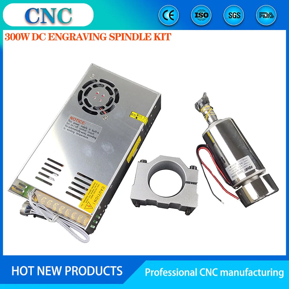 

CNC Spindle Motor Kit ER11 48V 300W Brushed High Speed Air Cooled Spindle Motor + Power Regulator for Engraving DIY