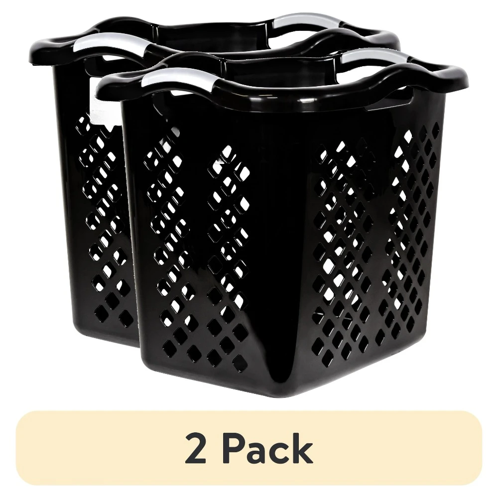 (2 Pack) Plastic 2 Bushel Laundry Basket, durable, lightweight, easy to carry, suitable for daily use