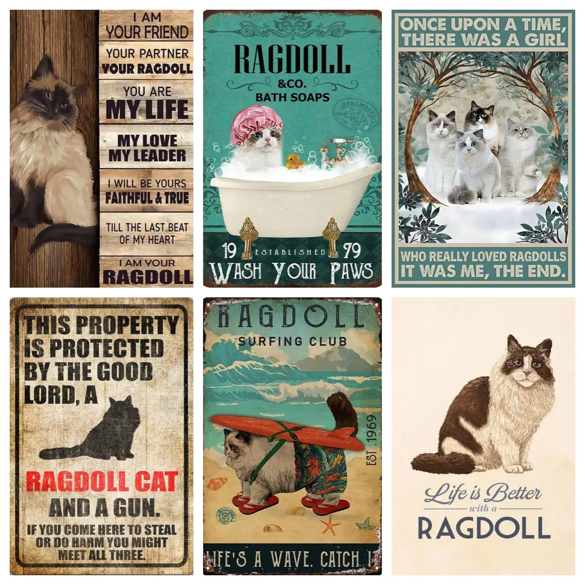 Ragdoll Cat Metal Tin Signs, Faithful&True Poster School Garden Farm Table Garage Room Bar Club Kitchen Home Wall Decor Gift