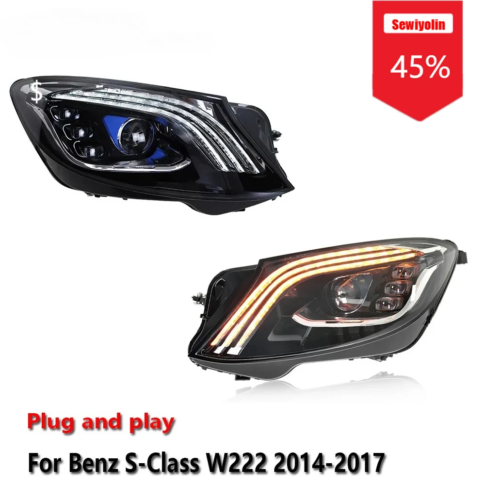 

Sewiyolin Car LED Headlight Assemblies For Benz S-Class W222 2014-2017 Fog DRL Brake Turn Signal Lamp Plug and Play