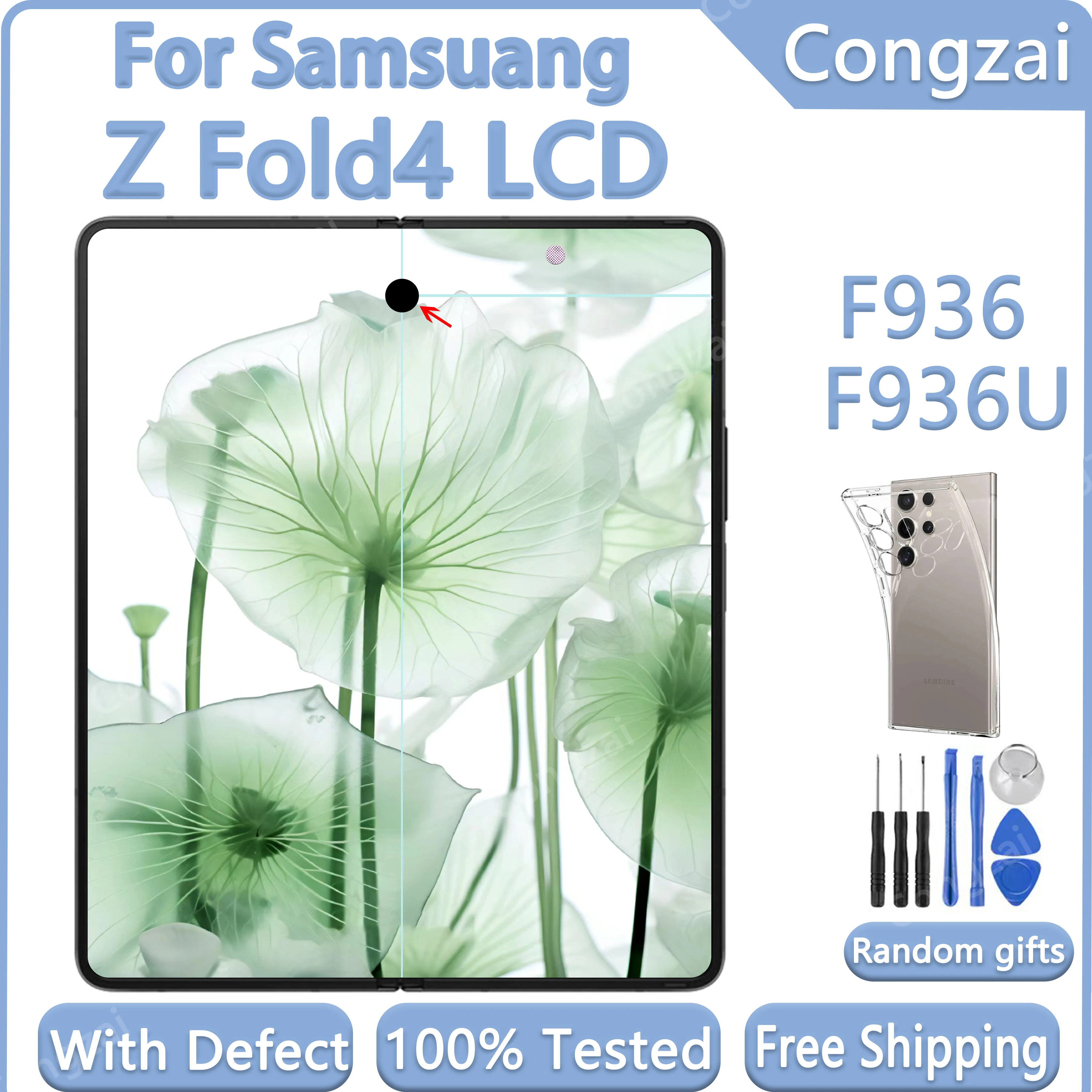 

100% Test AMOLED For Samsung Z Fold 4 F936U F936B/DS Display Touch Screen Digitizer Z Fold4 Inner LCD Screen Digitizer Assembly