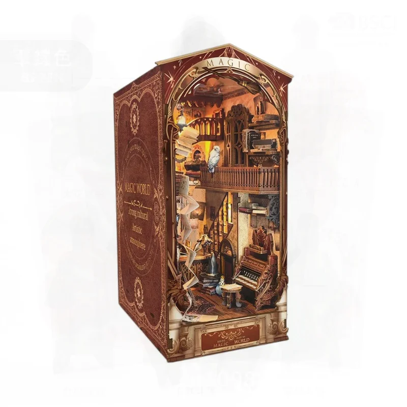 DIY Wooden 3D Hand-Assembled Magic World Book Stand Model Building Toy for Birthday Gift Intellectual Development & Brain