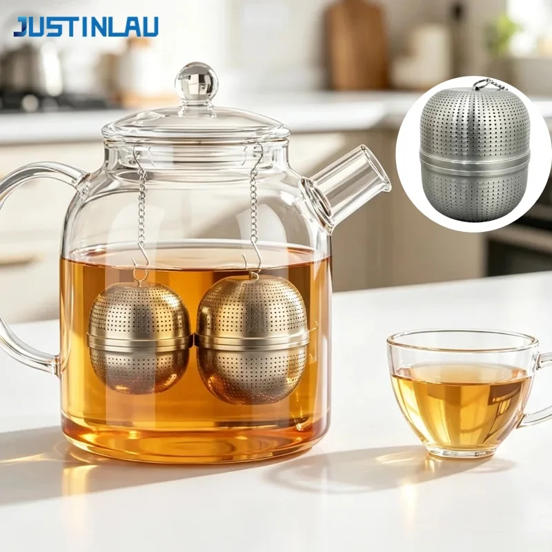 JUSTINLAU 316 Stainless Steel Tea Infuser Ball with Hanging Chain Reusable Spice Filter Ball Leaf Tea Strainer Seasoning Ball