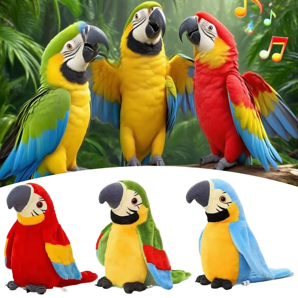 Parrot Electric Plush Toy Desktop Ornament Children's Toy Birthday Gifts 30 English Songs Babys To Learn How To Speak