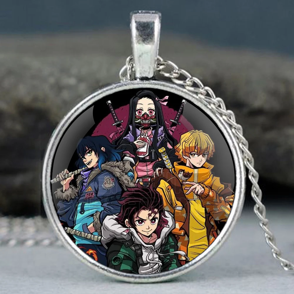 Set Hadiah Jam Saku Berkualitas Tinggi Dengan Kotak Desain Anime Demon Slayer Kalung Aksesoris Jam Untuk Pria Hadiah