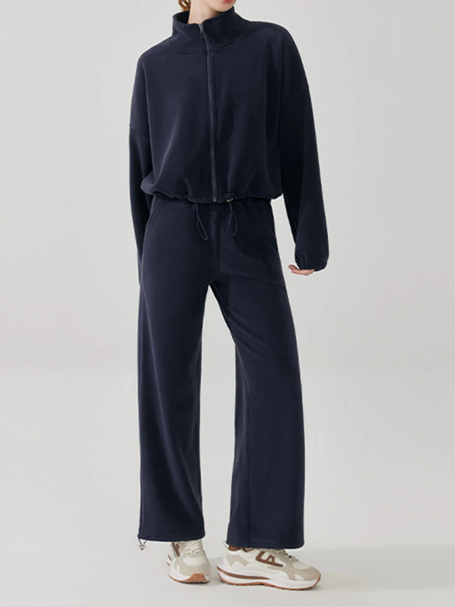 

Solid Warm Sweatpants 2 Piece Set Autumn Long Sleeve Zipper Shirt Outerwear+Drawstring Pants Casual Fashion Sport Suit 2025 New