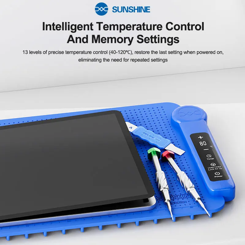 SUNSHINE LS3 PLUS شاشة LCD فاصل توقيت إيقاف التشغيل، 40 ~ 120 ℃   قابل للتعديل لشاشات الهواتف المحمولة والكمبيوتر اللوحي أقل من 17 بوصة
