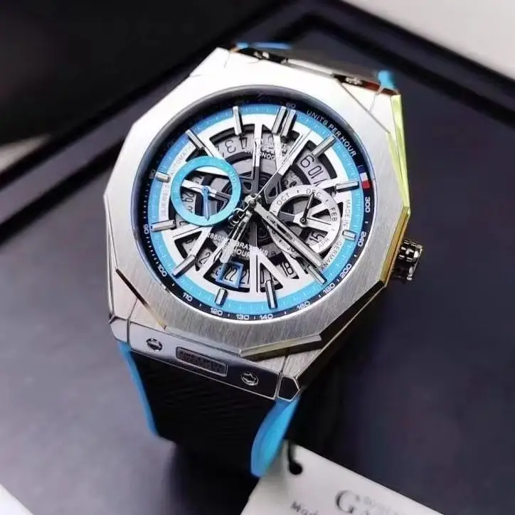 BONEST GATTI Men Automatic Watch 42mm Mechanical Wristwatch Waterproof Sapphire Skeleton Multi-Dial Luminous Month Week Date