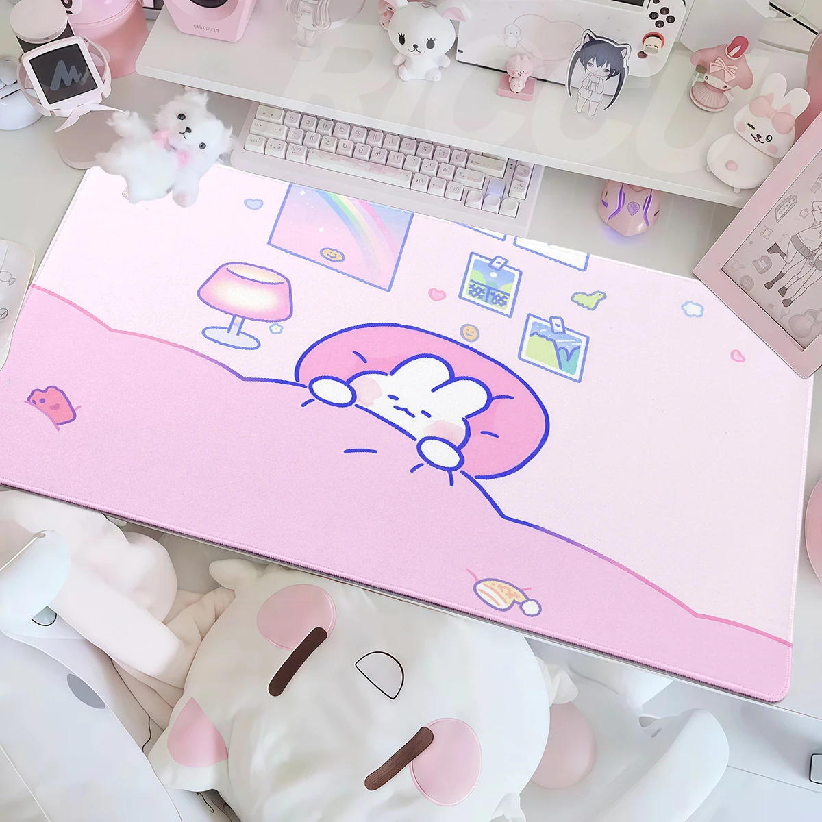 Gaming Accessories Pink - Alas Mouse Kelinci Kawaii Warna Pink,