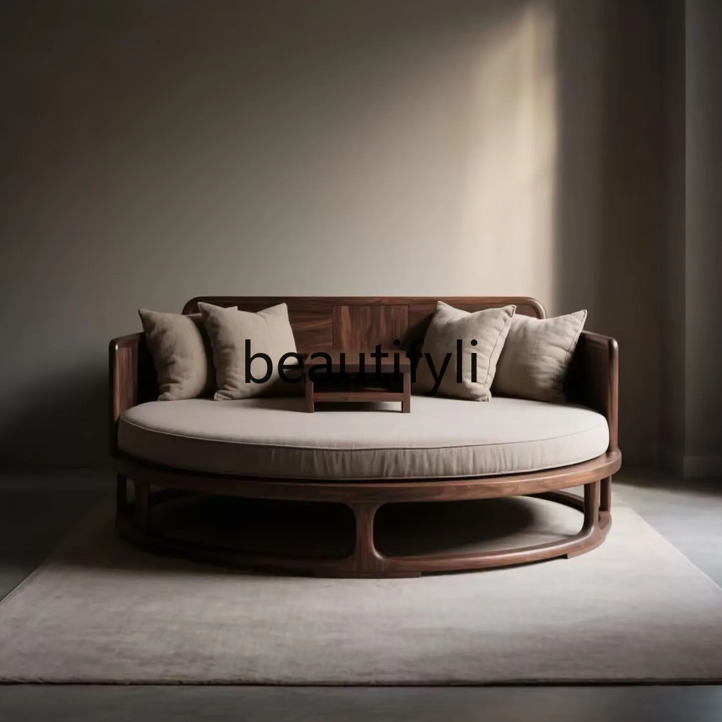 

New Chinese Style North American Black Walnut Luohan Bed Minimalist Living Room Solid Wood Double Sofa Chair