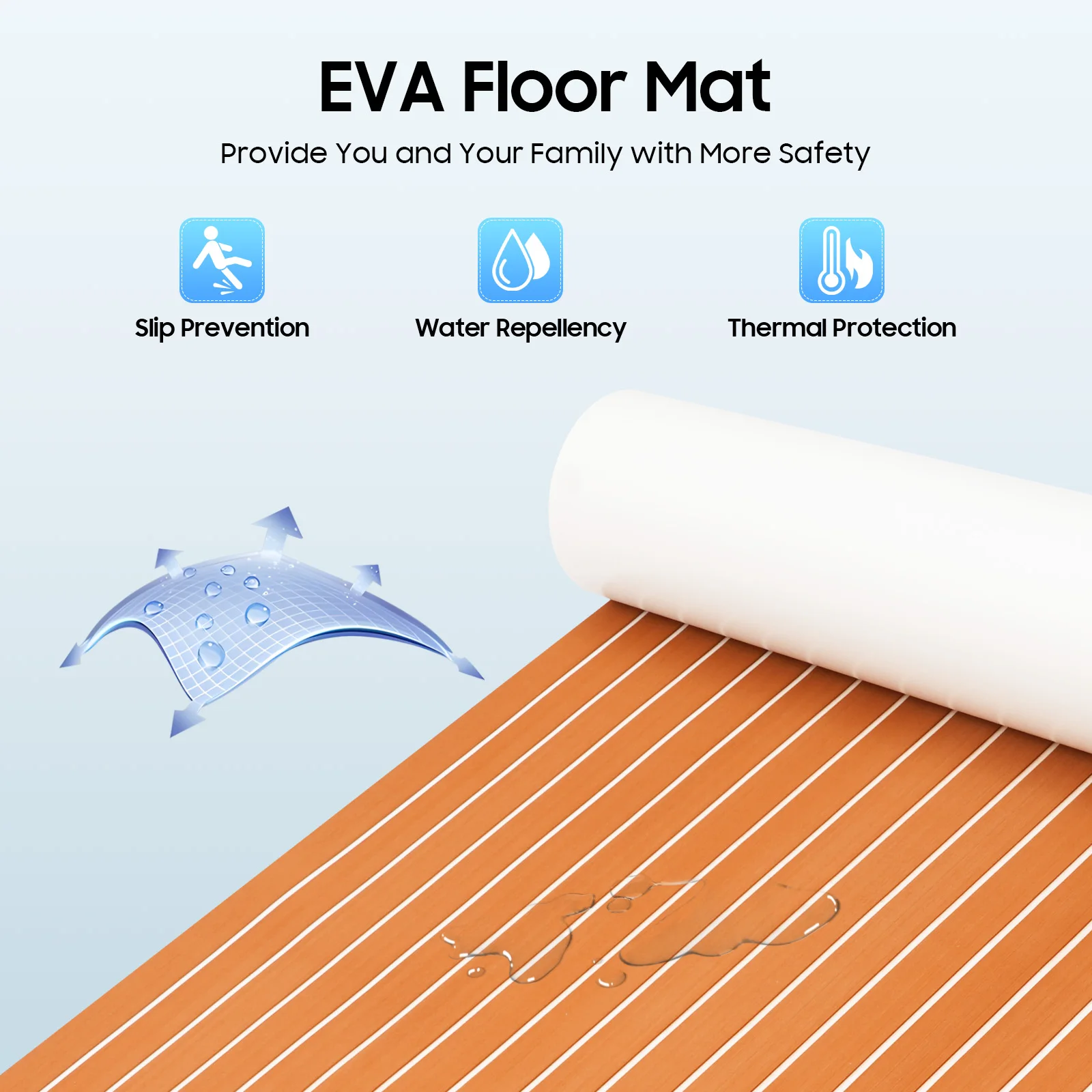 

90*240cm EVA Foam Boat Marine Flooring Faux Boat Teak Decking Sheet Pad Self Adhesive Vehicle Pad Waterproof for Boat Deck RVs