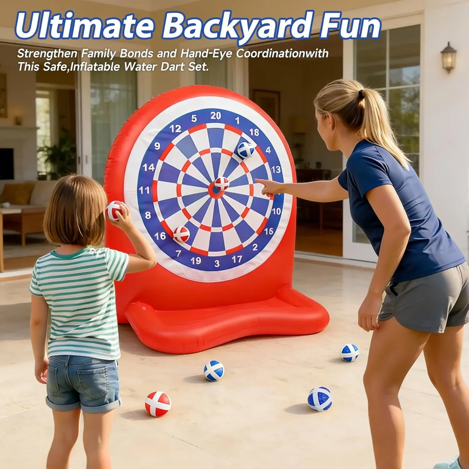 Inflatable Dart Board Water Game, Pool Float, Beach and Outdoor Ball Toys, Summer Party Birthday Gift Suitable for Ages 3 to 12