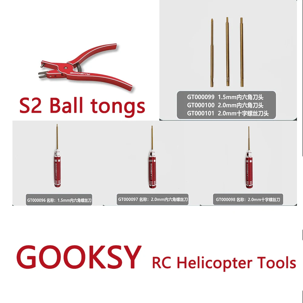 

GOOKSY RC Helicopter Tools 1.5/2.0 Hex Screwdriver Phillips Screwdriver S2 Ball Head Pliers