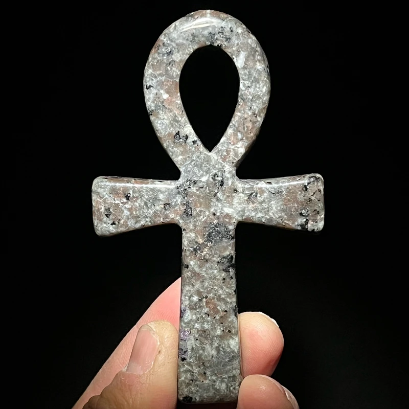 ธรรมชาติ Healing เปลวไฟหิน Anka Cross อียิปต์ Ankh Life สัญลักษณ์มือแกะสลักหัตถกรรม Orgone ใช้สําหรับสมาธิหิน