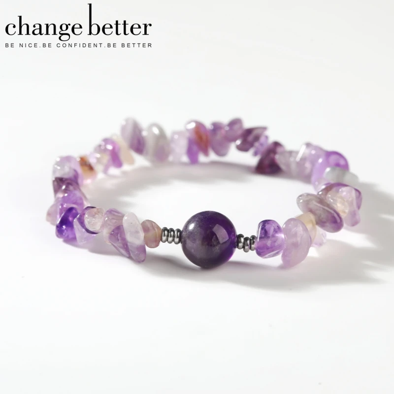 Natural Stone Amethyst Agate Quartz Irregular Gravel Bead Bracelet Women Men Fashion Reiki Healing Elastic Bracelet Jewelry Gift