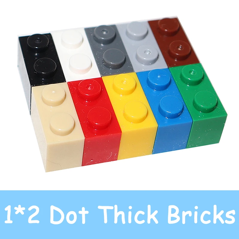 80PCS MOC Assemble Particles 3004 3065 1x2 Bricks Dots Thick 1*2 Building Blocks DIY Educational Creative Toy for Kids