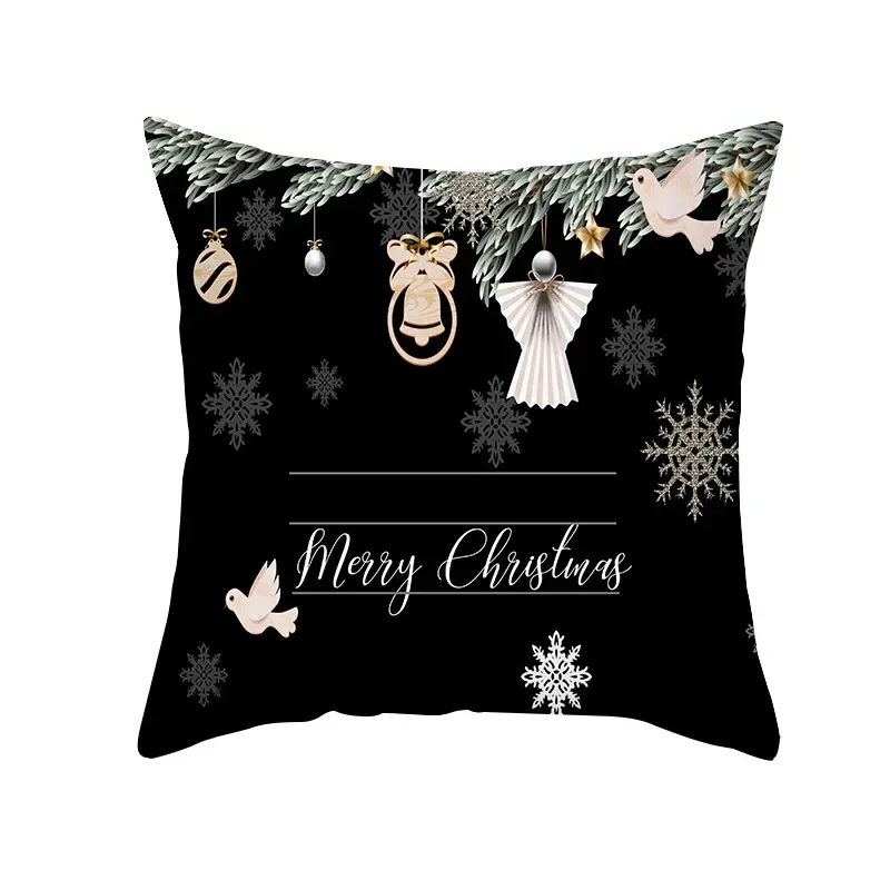 Black Gold Christmas Decoration Pillowcase  New Year Sofa Car Cushion Cover