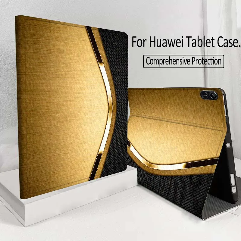 

Golden Metal Curved Edge Cover For Huawei MatePad M5 T5 SE 11 Pro Honor Tab 5 V7 V8 X9 GT 10.1 10.8 Inch Tablet Case