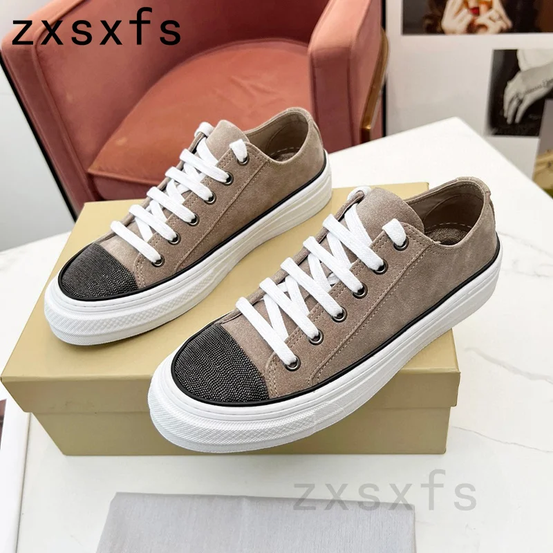 Spring Canve Flat Casual Shoes For Women Lace Up Platform Sneakers Femmel Designer Brand Runner Shoes Women