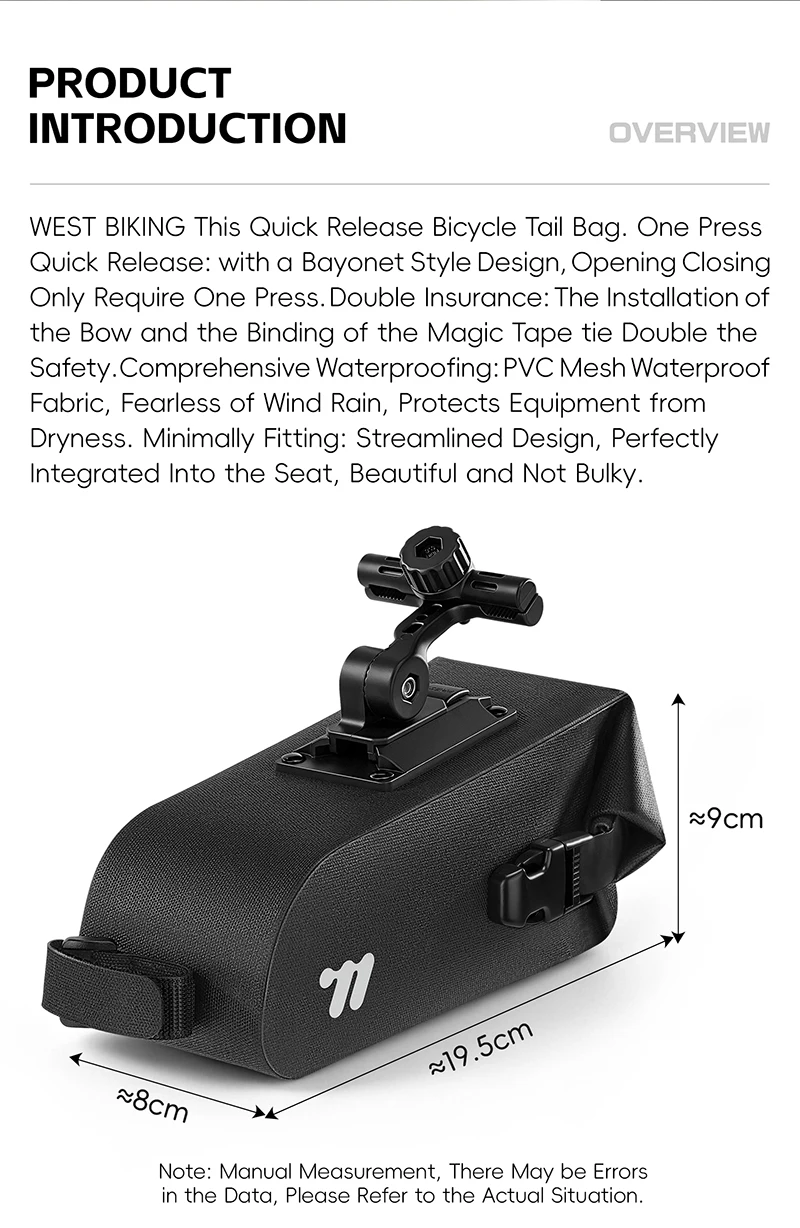 WEST BIKING Fahrradsatteltasche, wasserdicht, Schnellverschluss, Fahrrad-Hecktasche, 3D-Fahrradaufbewahrungstasche, reflektierend, für Rennrad, MTB, Gravel – Detail 2