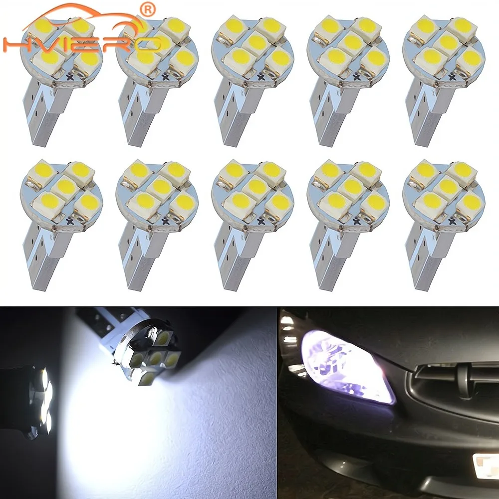 

10X Car Indicator Led Dome Reading Light T10 3528 5SMD DC 12V Canbus Auto Tail Backup Turn Signal Bulb License Plate Lamp White