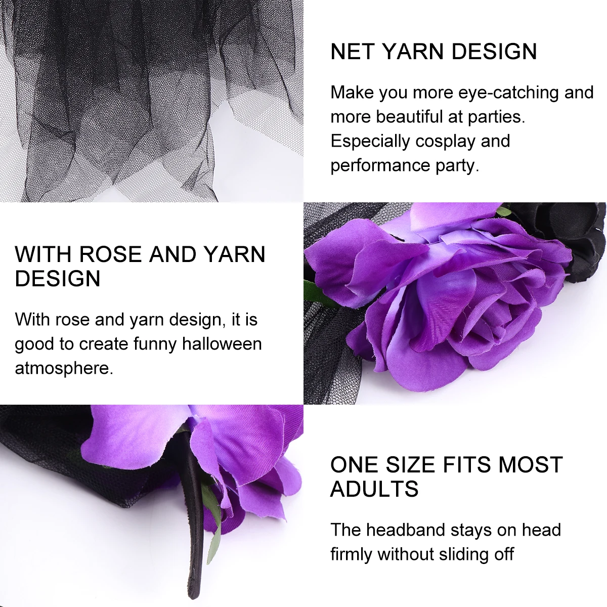 

Veil Hair Accessories Party Headwear Halloween Flower Hoop Headdress for The Flowers