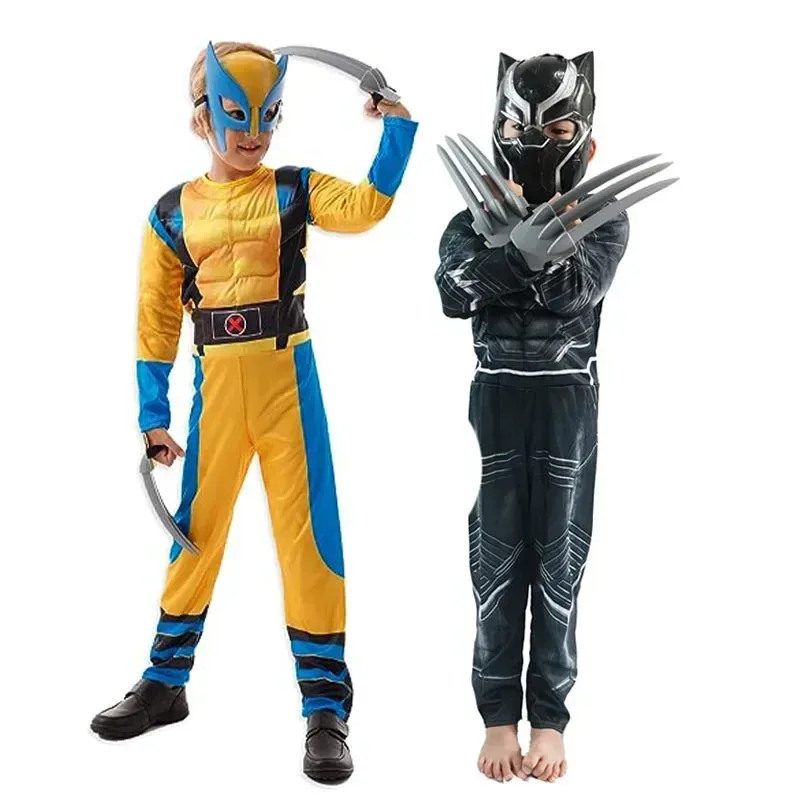 

Wolverine Child Halloween Costume Black Panter Costume Costume Classic Hero Kids Onesies Wolverine Muscle Child Costume Jumpsuit