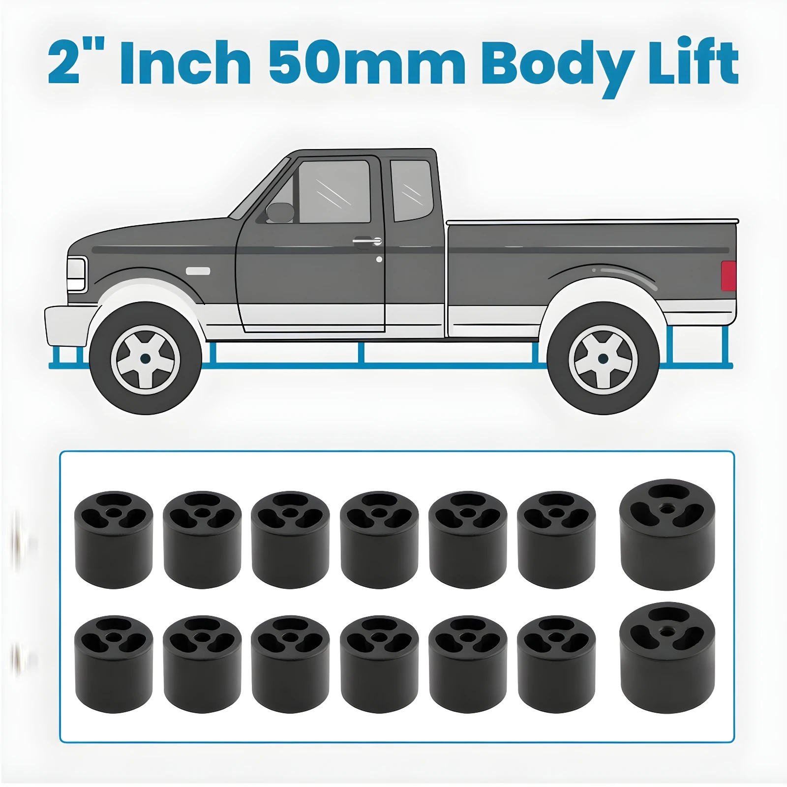 Kit de blocs de rehausse de carrosserie de 2 pouces compatible avec Nissan Navara D22 STR Double Cabine 4X4 1997-2004