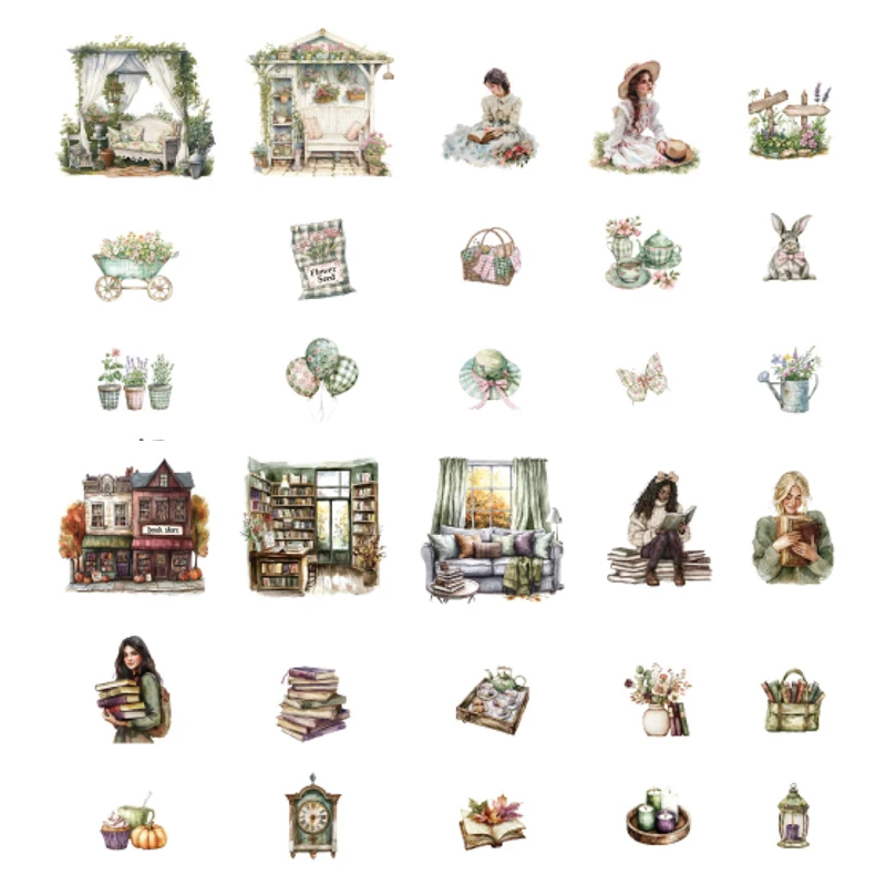 Mr. Paper 6Style 30Pcs/bag Living Landscape Series Series Sticker Pack DIY Material Handbook Journal Card Phone Case Decoration