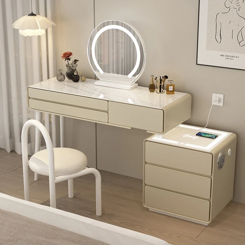 Tocador moderno blanco, mueble De almacenamiento De lujo, minimalista, Simple, para Maquillaje, cómoda silla