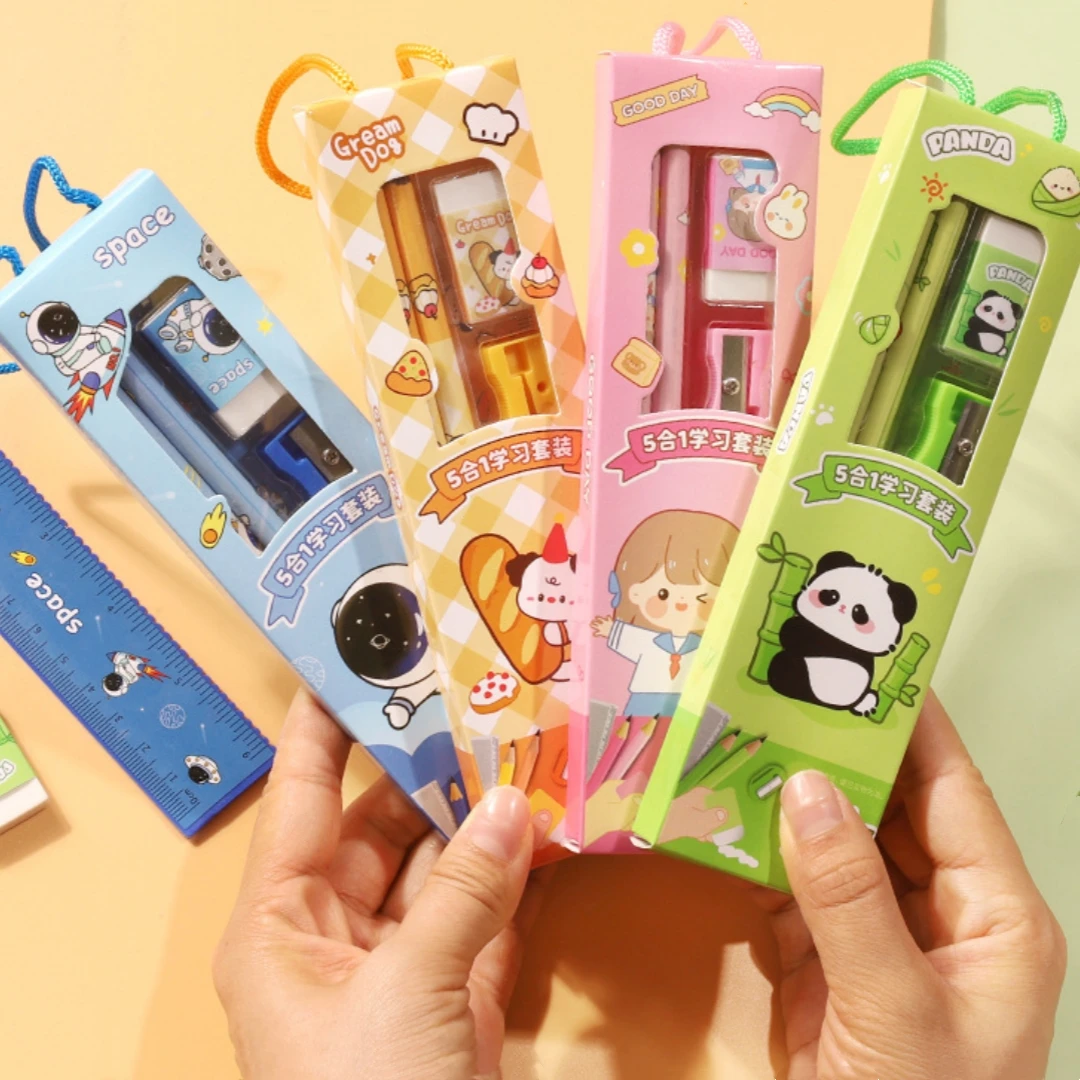 مجموعة أدوات مكتبية إبداعية مجموعة أدوات مكتبية أساسية للرسم والكتابة مجموعة أقلام رصاص وممحاة مدمجة للهدايا