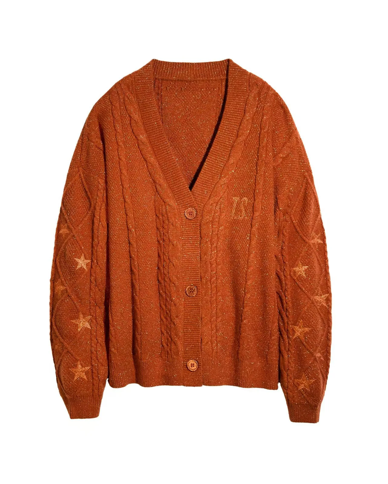 Bild 6: Täglicher bequemer Pullover, einfarbig, lässig, locker, elegant, fauler Stil, Sternmuster, Wollstrickjacke, langärmelige Mäntel mit V-Ausschnitt