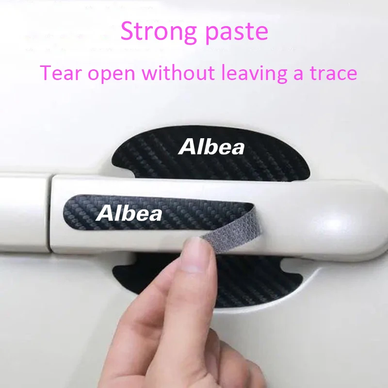 Scratch Proof Car Sticker Door Handle Bowl 8PCS Decal for Fiat Albea Logo 500X Panda Punto Exterior Carbon Fiber Accessories