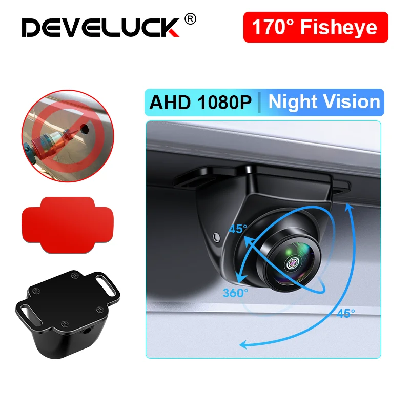 

AHD 1080P Car Backup Camera Rear View Camera Fisheye 170° Wide Angle Lens Night Vision Parking Reverse Cam No Need Drill Holes