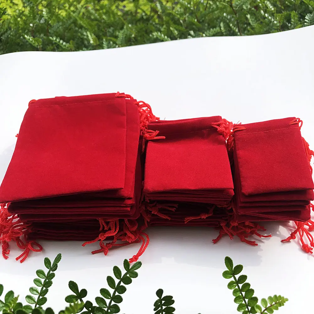 200 Pieces Velvet Dust Bag Black Multi-Color 10x12 Cm 7x9 Cm 5x7 Cm Drawstring Gift Packaging Small Jewelry Storage Bags