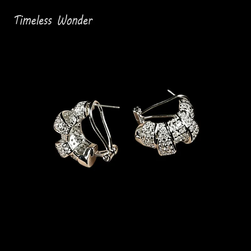 Timeless Wonder Fancy Crystal Zircon Geo Button Earrings Women Designer Jewelry Punk Sweet Gift Rare Top Classy 3346