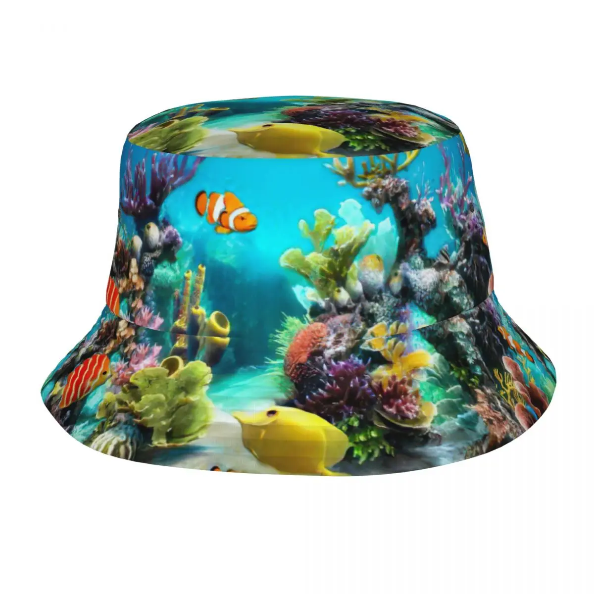 

Under The Sea Fish At The Coral Reef Bucket Hat Fisherman Foldable Women Men Sunscreen Shade Cap