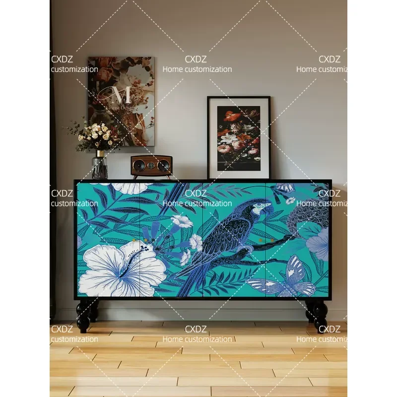 Solid Wood Porch Cabinet Dining Sideboard Shoe Storage Locker Decorative Console Table for Hotel Restaurant Home Entryway